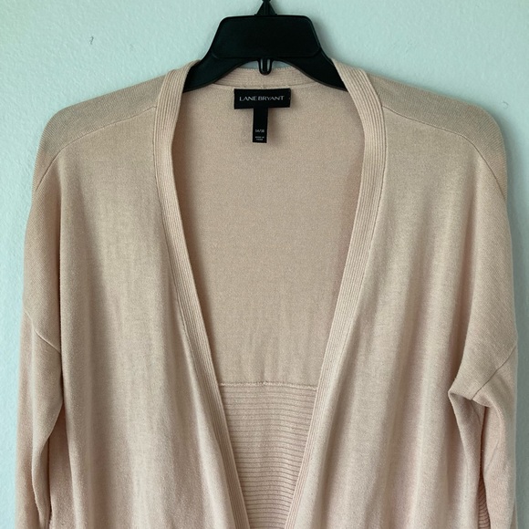 Lane Bryant Womens Cardigan Sweater Peach Long Sleeve Open Front Ribbed Sz 14/16 - Picture 3 of 8